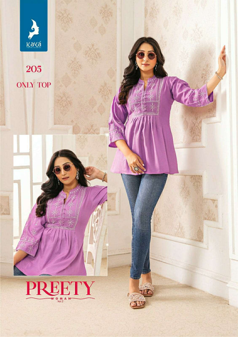 Kaya Pretty Women Vol 2 Rayon With Work Western  Daily Wear Tops