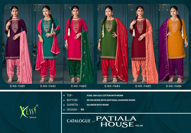 Kessi Patiala House Vol 99 Jam Silk Cotton Work With Editional Diamond Work Salwar Kameez