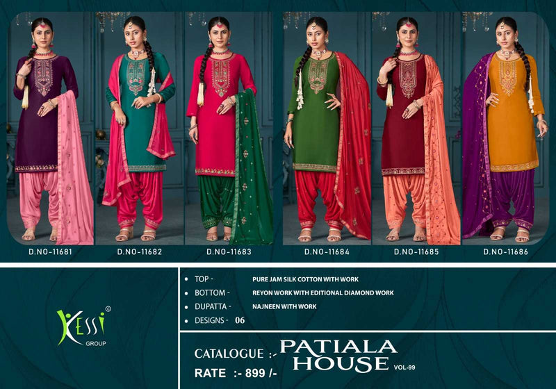 Kessi Patiala House Vol 99 Jam Silk Cotton Work With Editional Diamond Work Salwar Kameez