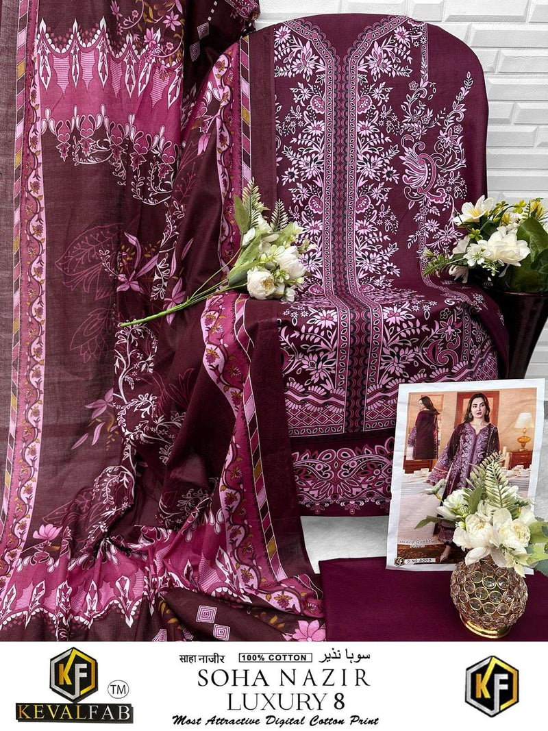 Keval Fab Soha Nazir Vol 8 Heavy Cotton Print Casual Wear Salwar Kameez