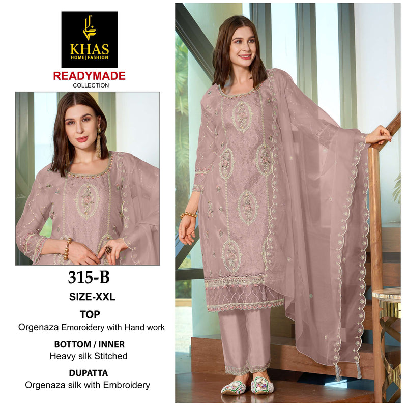 Khas Fashion D No 315 Organza Embroidery With Hand Work Salwar Suit