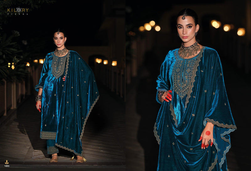 Kilory Trends Rasm Pure Premium Velvet Embroidered Work Salwar Suit