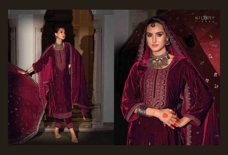 Kilory Trends Rasm Pure Premium Velvet Embroidered Work Salwar Suit