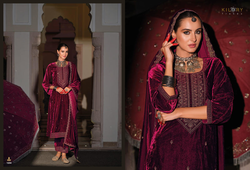 Kilory Trends Rasm Pure Premium Velvet Embroidered Work Salwar Suit