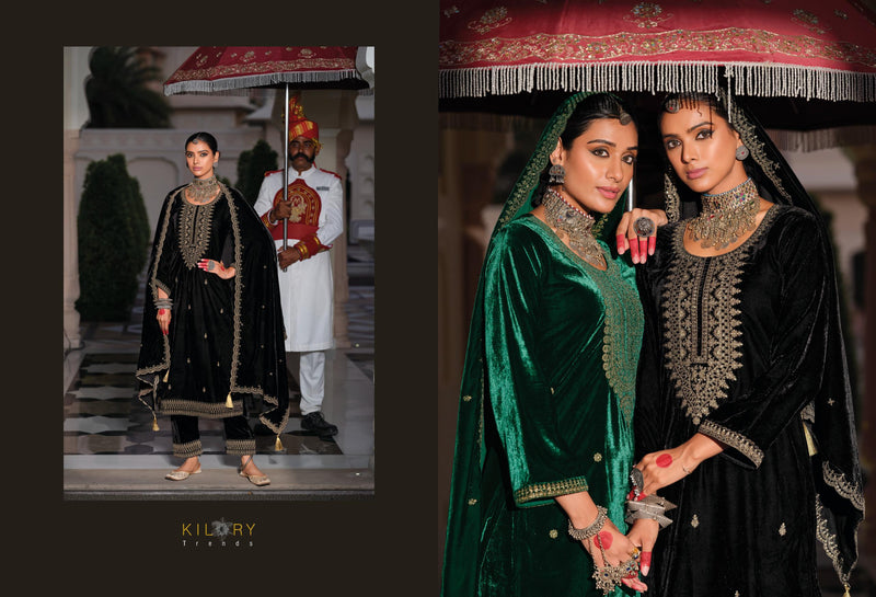Kilory Trends Rasm Pure Premium Velvet Embroidered Work Salwar Suit