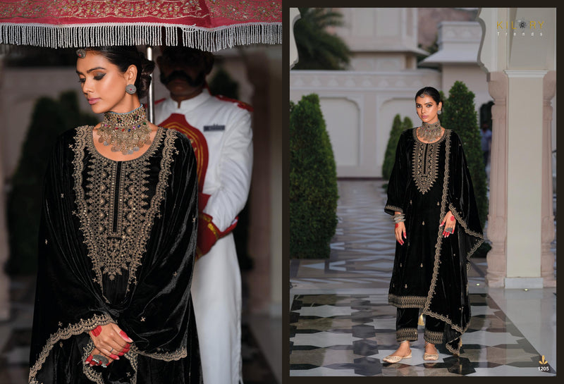 Kilory Trends Rasm Pure Premium Velvet Embroidered Work Salwar Suit