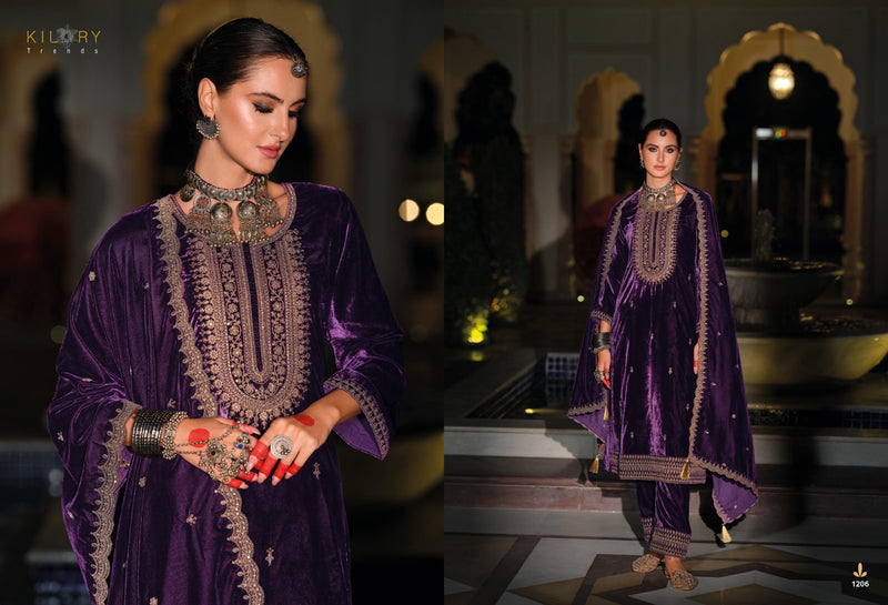 Kilory Trends Rasm Pure Premium Velvet Embroidered Work Salwar Suit