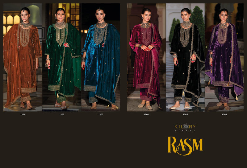 Kilory Trends Rasm Pure Premium Velvet Embroidered Work Salwar Suit