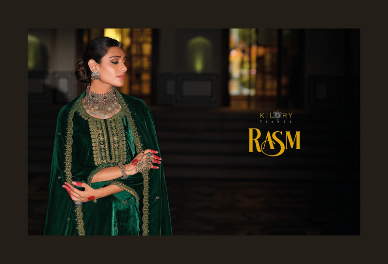 Kilory Trends Rasm Pure Premium Velvet Embroidered Work Salwar Suit