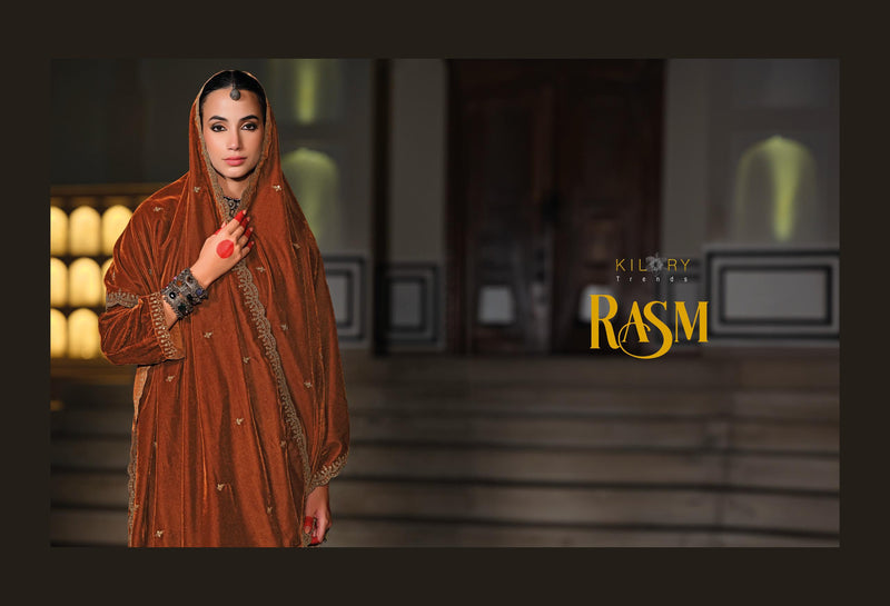 Kilory Trends Rasm Pure Premium Velvet Embroidered Work Salwar Suit