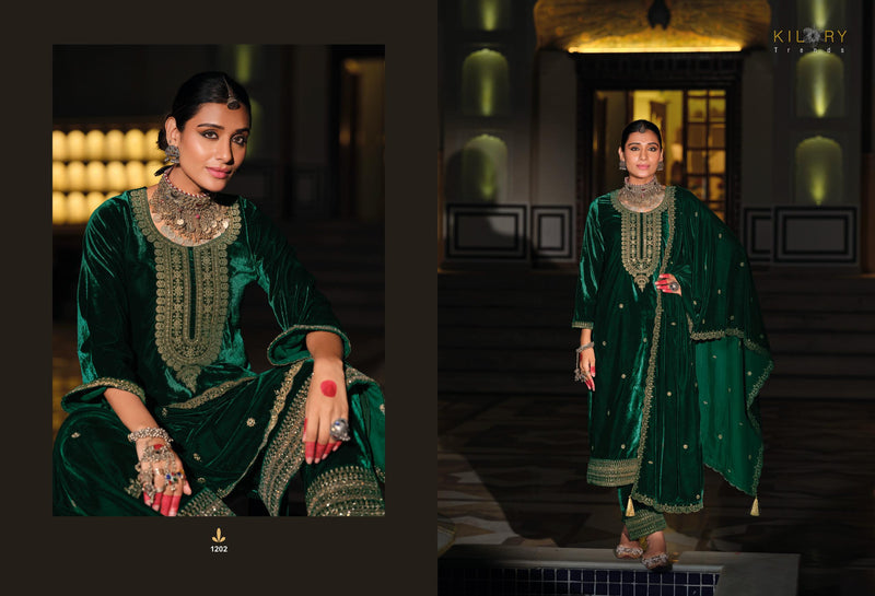 Kilory Trends Rasm Pure Premium Velvet Embroidered Work Salwar Suit