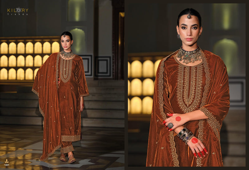 Kilory Trends Rasm Pure Premium Velvet Embroidered Work Salwar Suit