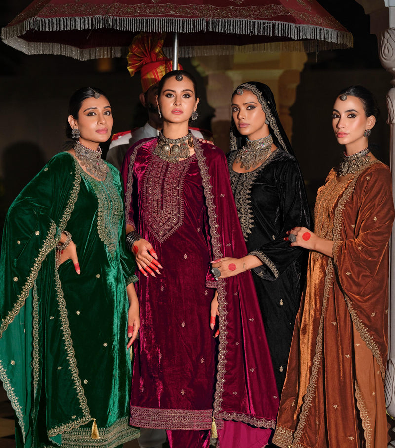 Kilory Trends Rasm Pure Premium Velvet Embroidered Work Salwar Suit