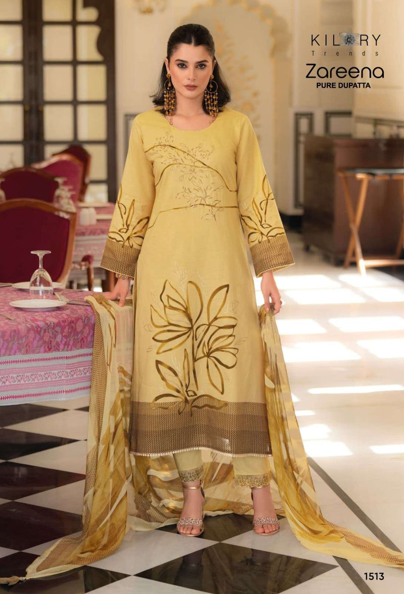 Kilory Trends Zareena Pure Cotton Embroidered Fancy Work Salwar Suit
