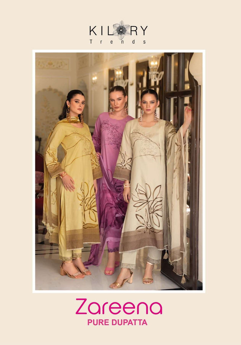 Kilory Trends Zareena Pure Cotton Embroidered Fancy Work Salwar Suit