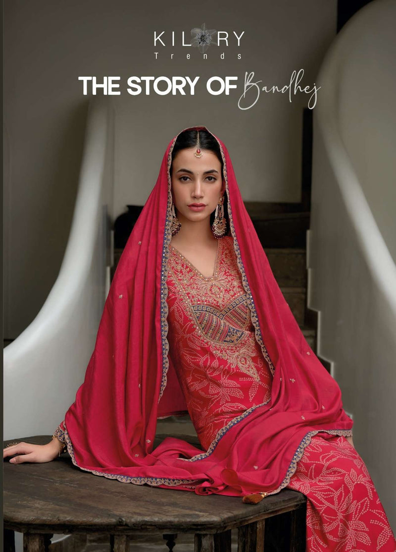 Kilory Trendz The Story Of Bandhej Viscose Silk Embroidered Work Salwar Suit