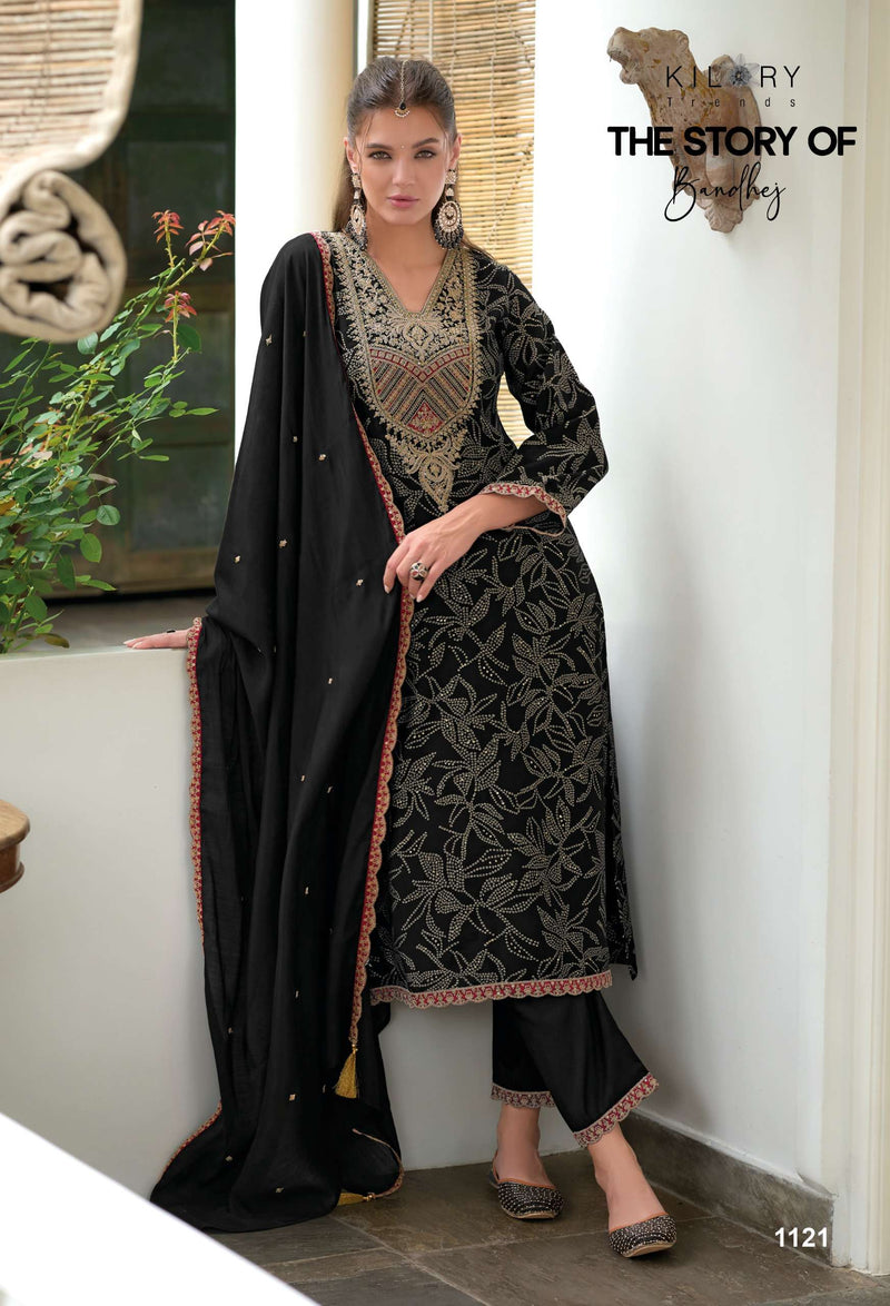Kilory Trendz The Story Of Bandhej Viscose Silk Embroidered Work Salwar Suit