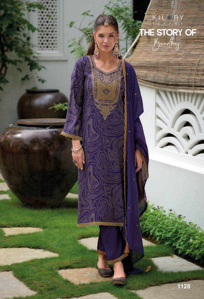 Kilory Trendz The Story Of Bandhej Viscose Silk Embroidered Work Salwar Suit