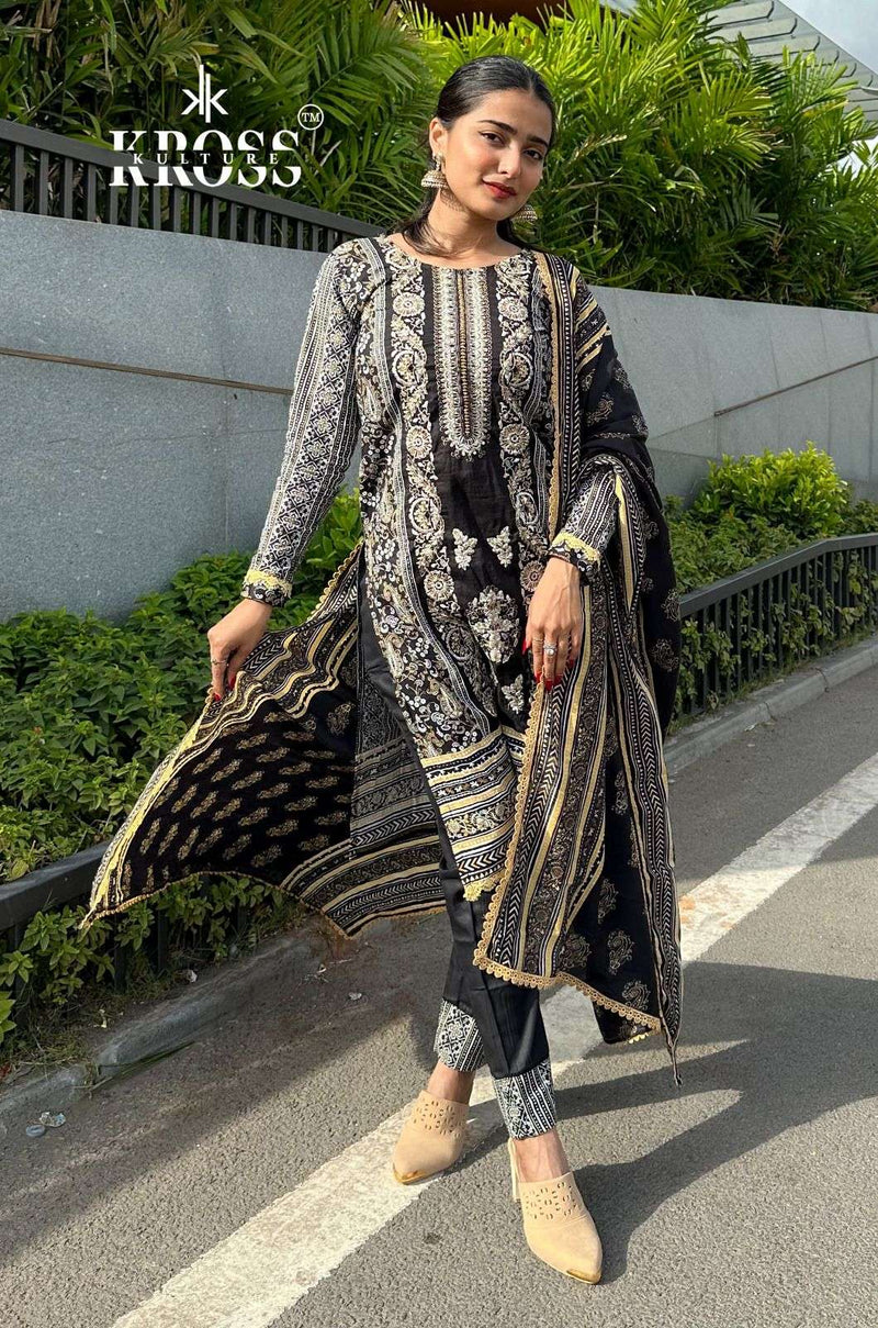 Kross Culture Kk 2011  Cotton Print With Exclusive Self Embroidery With Khatli Work Salwar Kameez