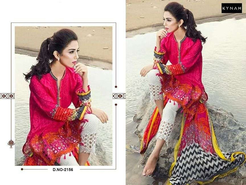 Kynah D No 2156 Cotton Print With Exclusive Embroidery Party Wear Salwar Kameez