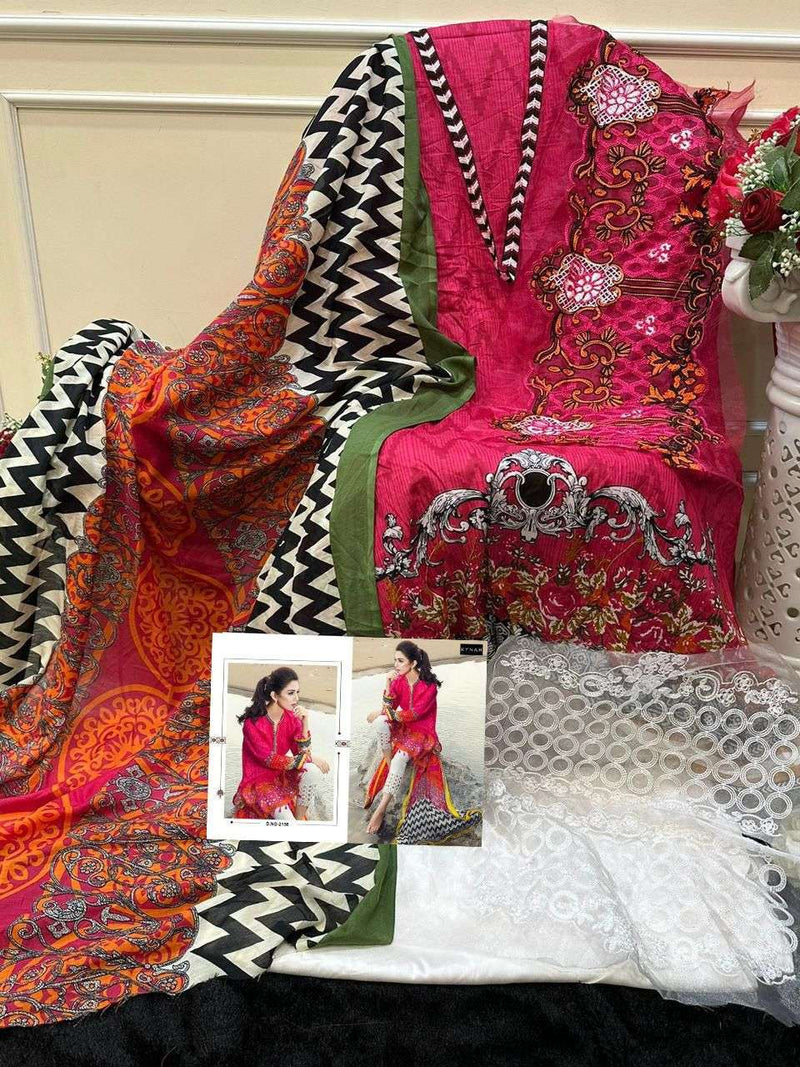 Kynah D No 2156 Cotton Print With Exclusive Embroidery Party Wear Salwar Kameez