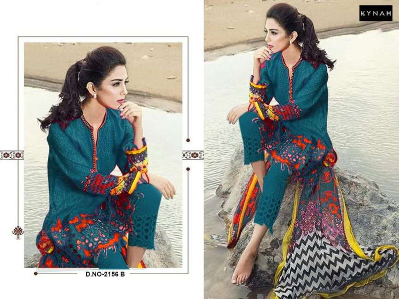 Kynah D No 2156 Cotton Print With Exclusive Embroidery Party Wear Salwar Kameez