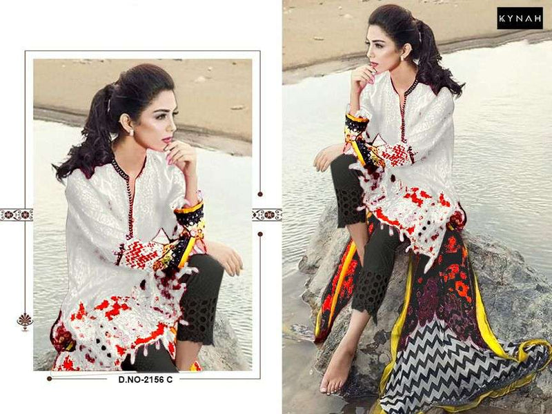 Kynah D No 2156 Cotton Print With Exclusive Embroidery Party Wear Salwar Kameez