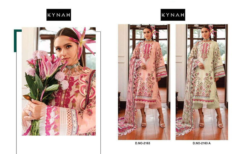 Kynah D No 2163  Lawn Cotton Print With Exclusive Heavy Patch Embroidery Designer Salwar Kameez