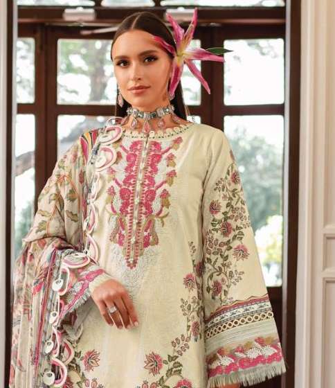 Kynah D No 2163  Lawn Cotton Print With Exclusive Heavy Patch Embroidery Designer Salwar Kameez