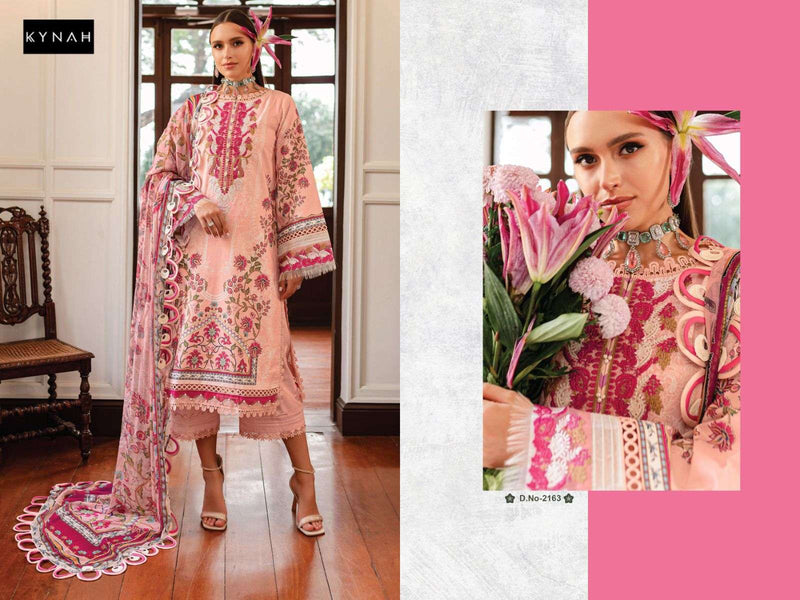 Kynah D No 2163  Lawn Cotton Print With Exclusive Heavy Patch Embroidery Designer Salwar Kameez