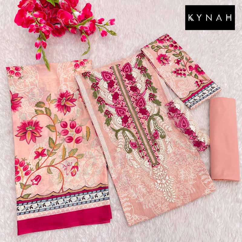 Kynah D No 2163  Lawn Cotton Print With Exclusive Heavy Patch Embroidery Designer Salwar Kameez