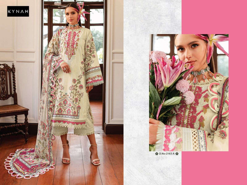 Kynah D No 2163  Lawn Cotton Print With Exclusive Heavy Patch Embroidery Designer Salwar Kameez