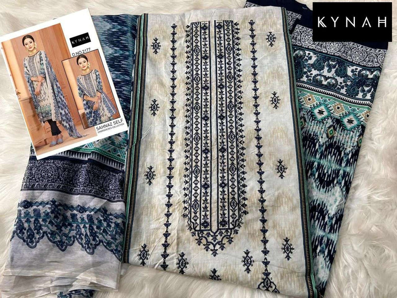 Kynah D No 2177 Cotton Self  Embroidered Digital Printed Salwar Kameez