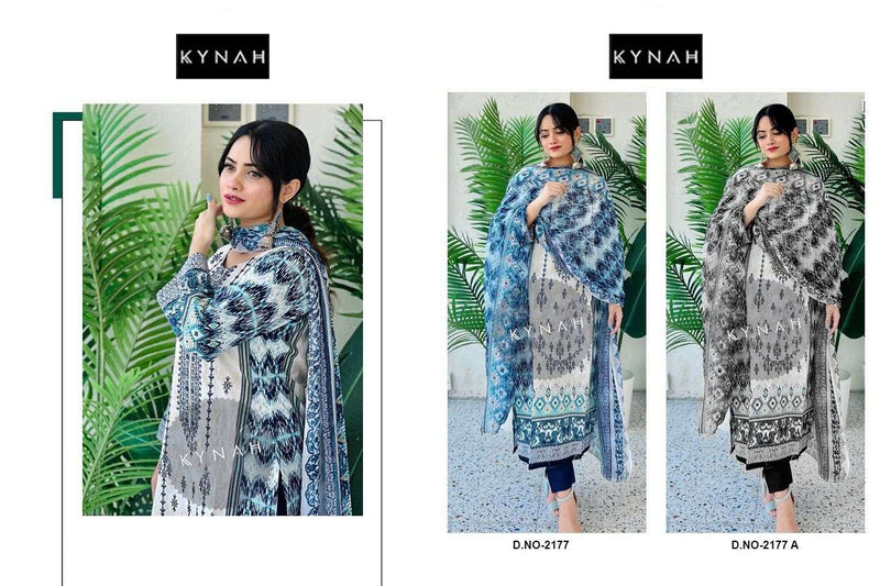 Kynah D No 2177 Cotton Self  Embroidered Digital Printed Salwar Kameez