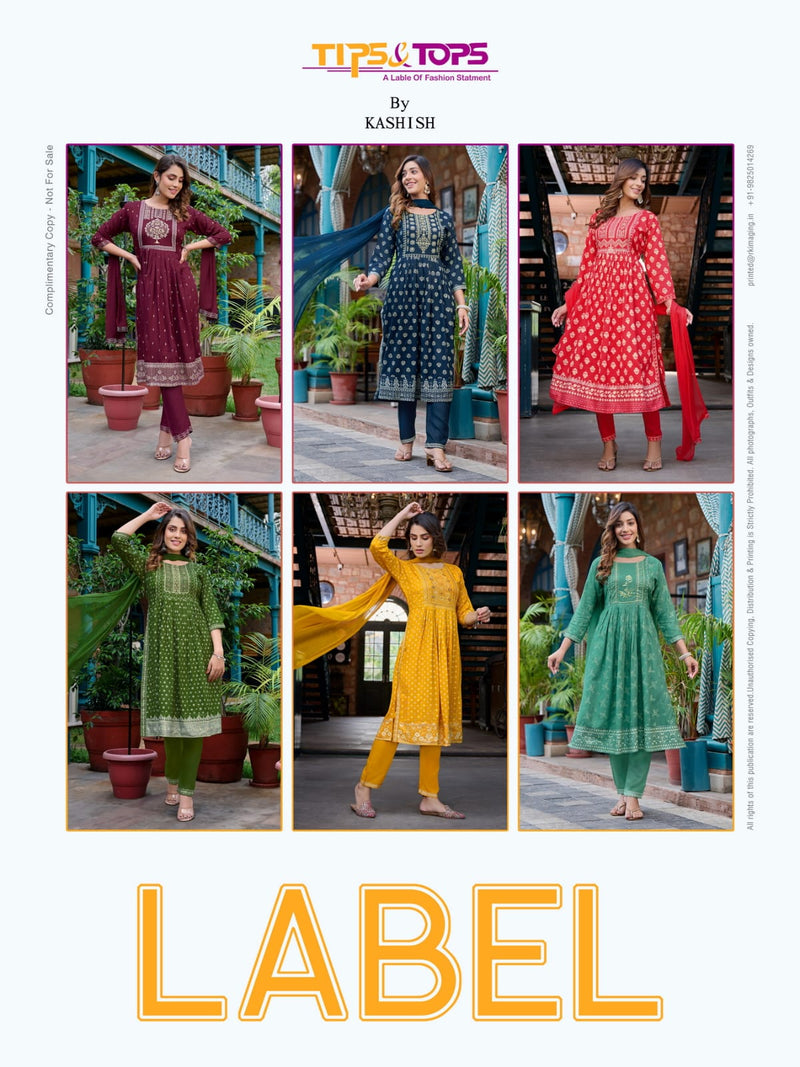 Tips And Tops Label Rayon Slub Fancy Printed Kurti Combo Set