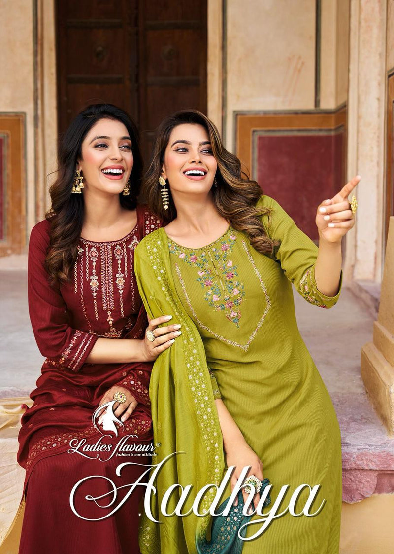 Ladies Flavour Aadhya Chinon With Heavy Embroidery Work Fancy Kurti Collection