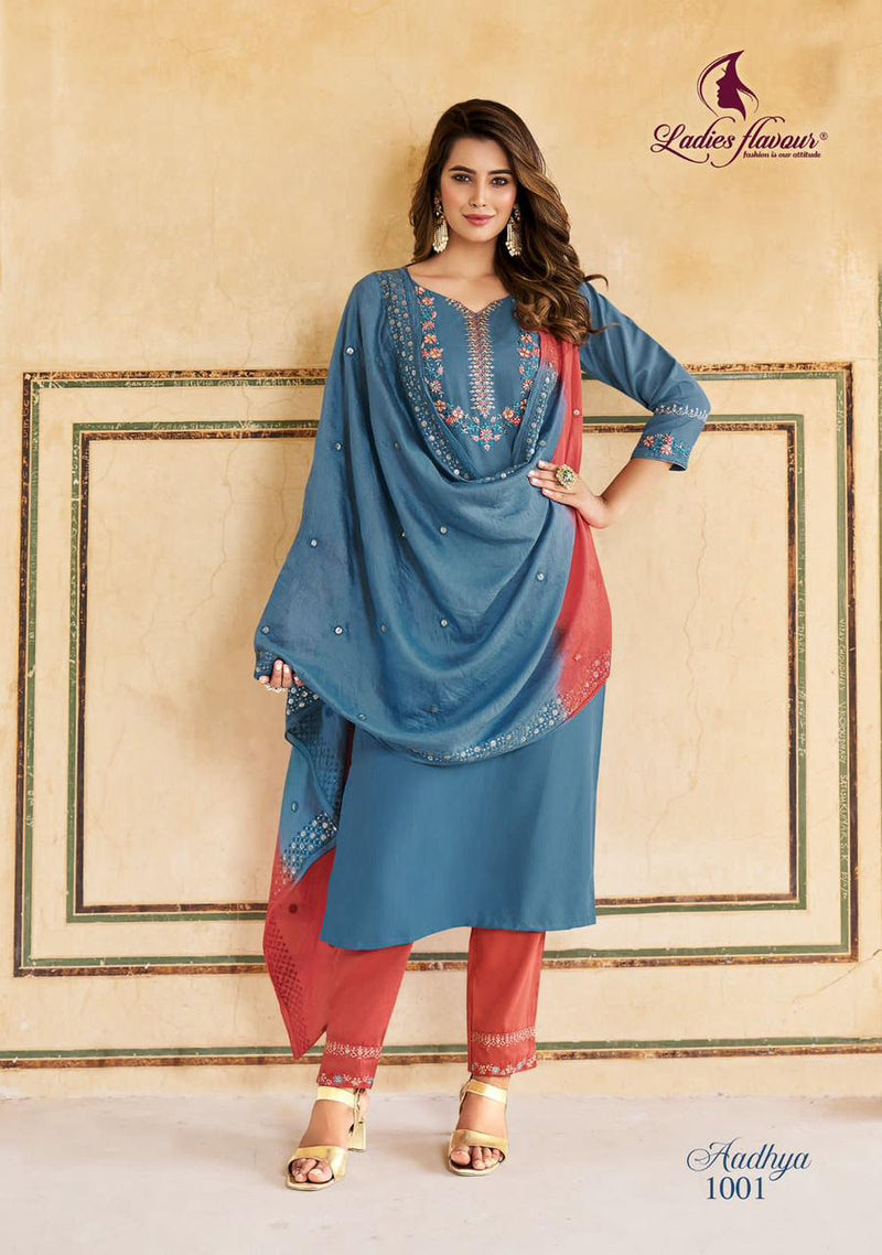 Ladies Flavour Aadhya Chinon With Heavy Embroidery Work Fancy Kurti Collection