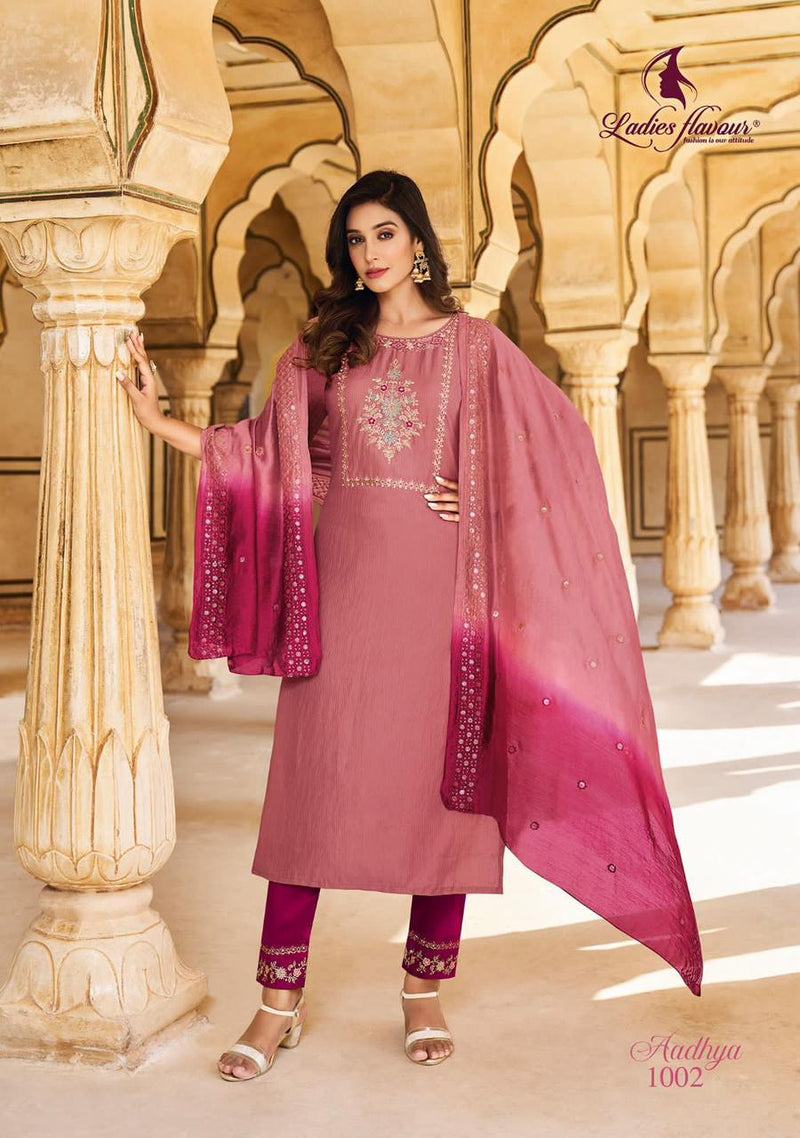 Ladies Flavour Aadhya Chinon With Heavy Embroidery Work Fancy Kurti Collection