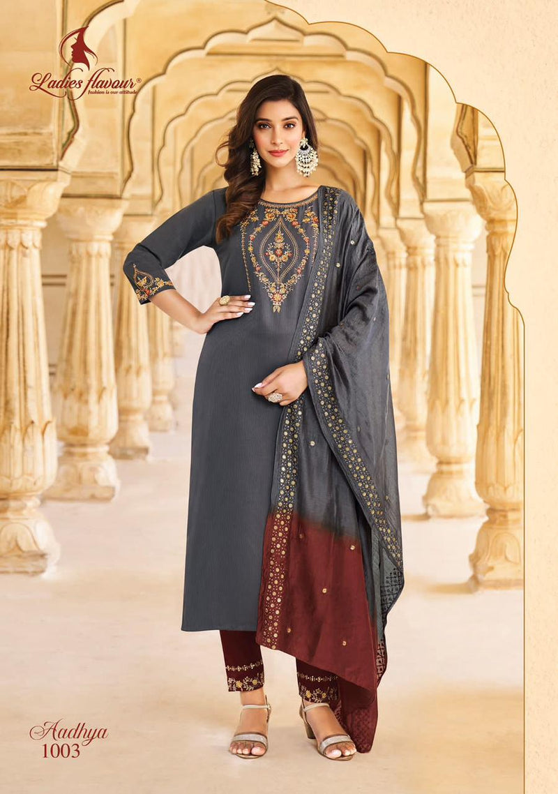 Ladies Flavour Aadhya Chinon With Heavy Embroidery Work Fancy Kurti Collection