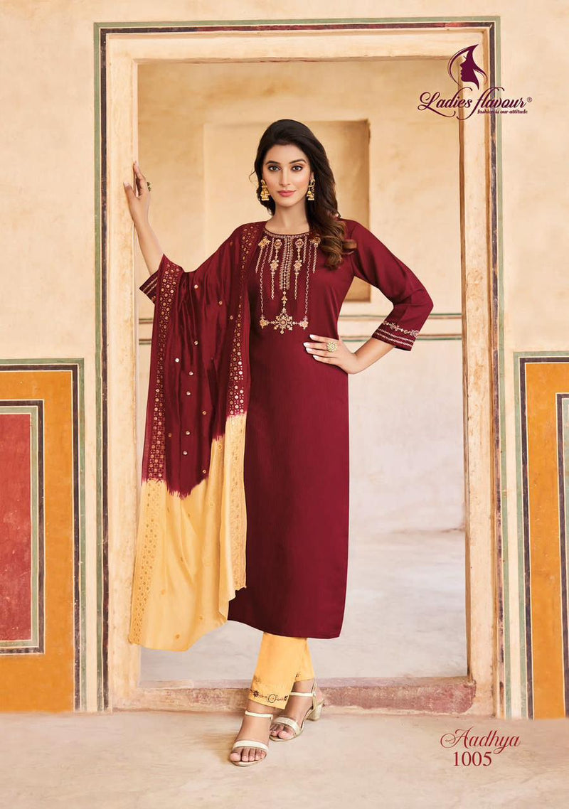 Ladies Flavour Aadhya Chinon With Heavy Embroidery Work Fancy Kurti Collection