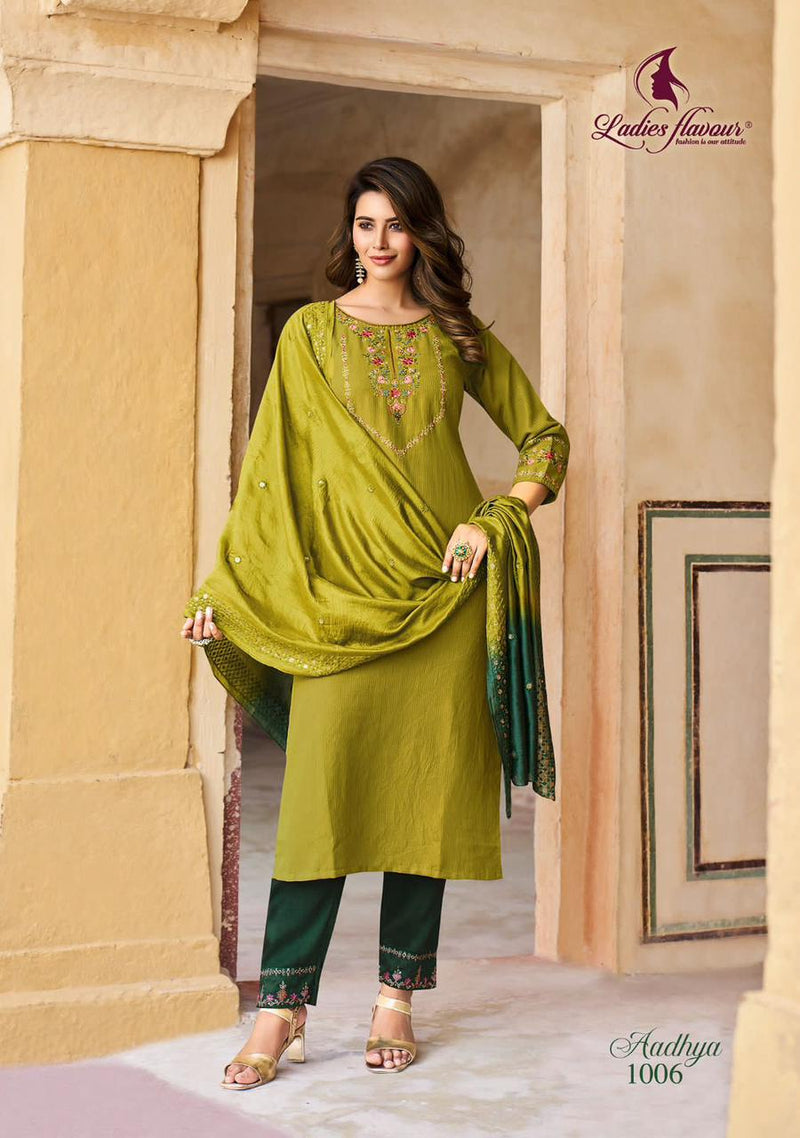 Ladies Flavour Aadhya Chinon With Heavy Embroidery Work Fancy Kurti Collection
