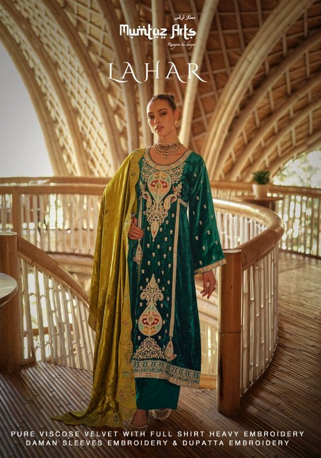 Mumtaz Arts Lahar Pure Velvet With Embroidery Work Pakistani Salwar Suit