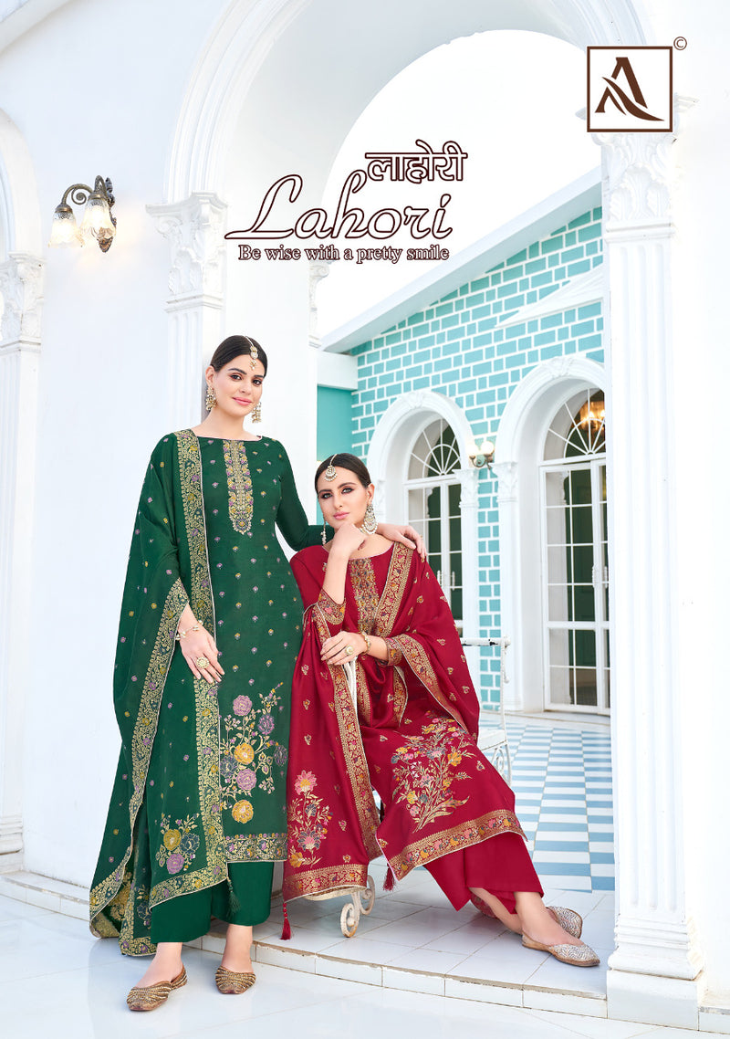Alok Suits Lahori Viscose Dola Jacquard With Fancy Hand Work Designer Suits