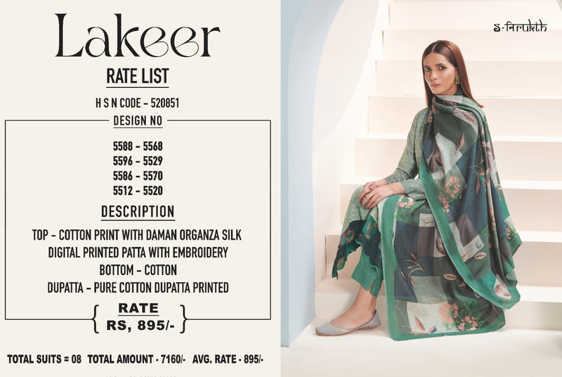 S Nirukth Lakeer Cotton Digital Print With Embroidery Work Suits