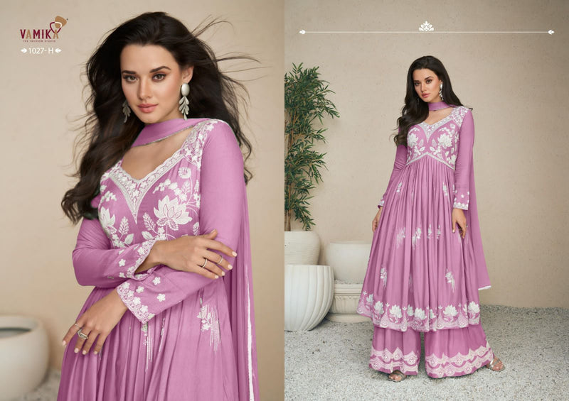 Vamika Lakhnavi Vol 5 Rayon Thered Work Designer Ready Made Plazzo Salwar Suits