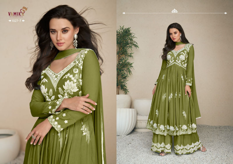 Vamika Lakhnavi Vol 5 Rayon Thered Work Designer Ready Made Plazzo Salwar Suits