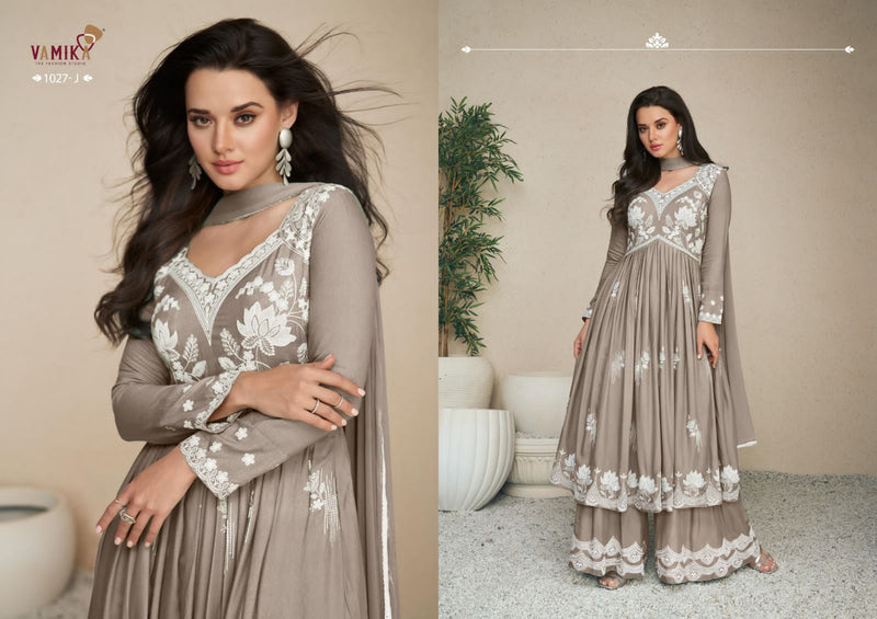 Vamika Lakhnavi Vol 5 Rayon Thered Work Designer Ready Made Plazzo Salwar Suits