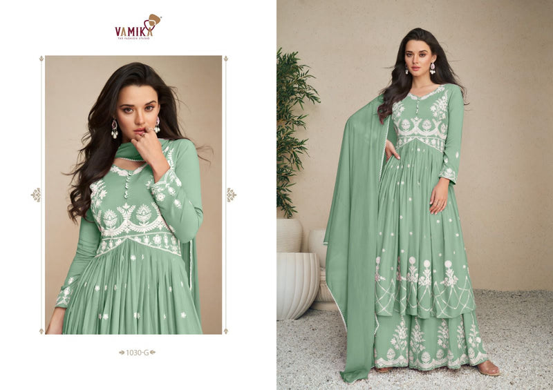 Vamika Lakhnavi Vol 5 Gold Rayon Beautiful Lakhnavi Designer Ready Made Suits