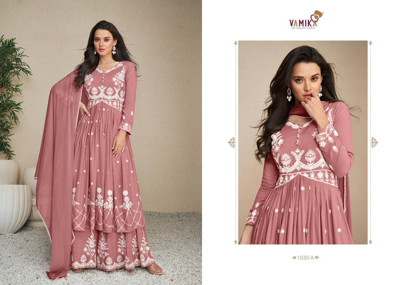 Vamika Lakhnavi Vol 5 Silver Rayon Beautiful Thered Work Designer Ready Made Suits