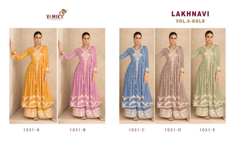 Vamika Lakhnavi Vol 6 Gold Rayon With Beautiful Designer Readymade Suit Collection